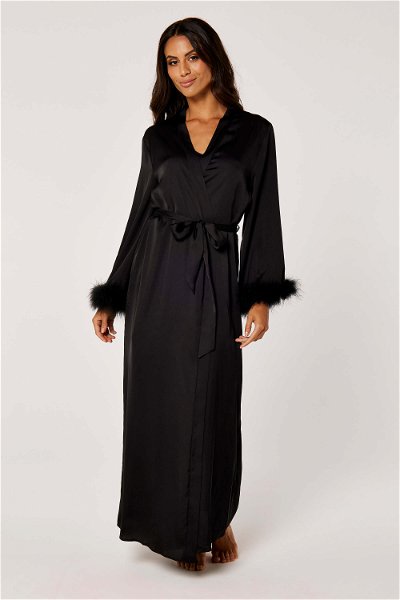 Satin Maxi Robe with Feathers product image