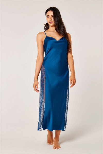Lace-Trimmed Maxi Gown with Cross Back product image