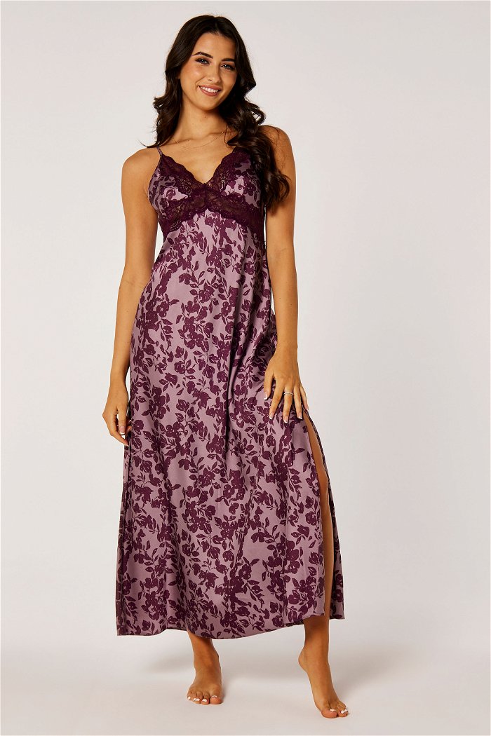 Romantic Lace Embellished Satin Slip Dress product image 1