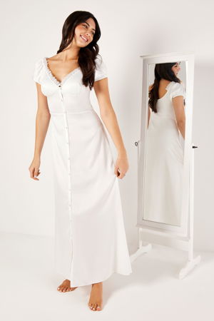 فستان ساتان طويل بأزرار product image