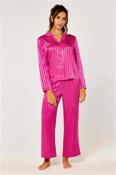 Stripe Buttoned Long Pajama Set product image