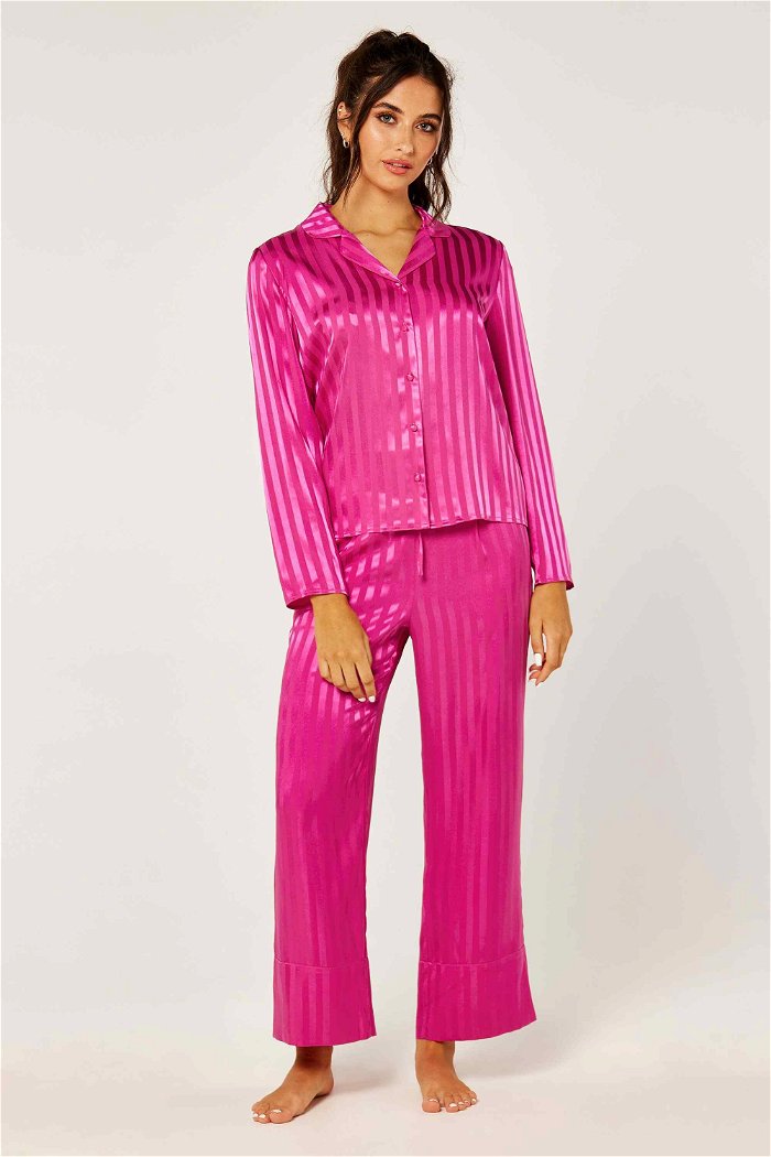 Stripe Buttoned Long Pajama Set product image 1