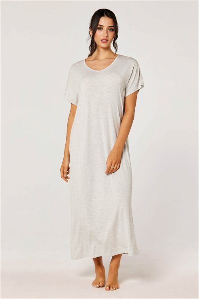 Short Sleeves and V-Neck Comfy Maxi Night Gown product image