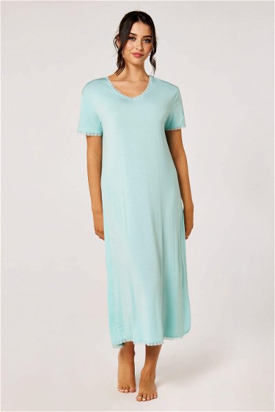 Comfy Maxi Night Gown with Short Sleeves and Wide Neck product image