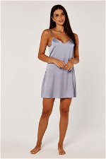 Satin Mini Slip Nightgown with Deep Cut Neckline product image 1