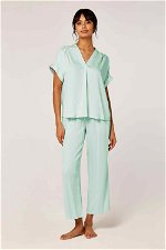 Box Pleat Short Sleeve Top and Wide Leg Pants Two-Piece Pajama Set product image 2