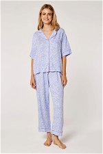 Classic Printed Two-Piece Pajama Set with Lapel Neckline and Short Sleeves product image 1