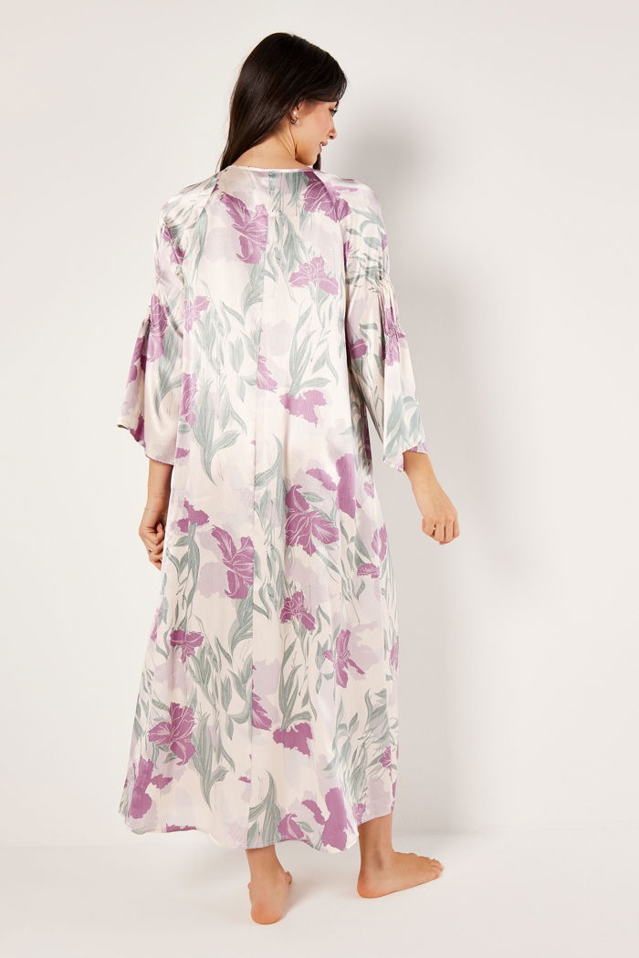 فستان ساتان طويل بطبعة الزهور product image 5