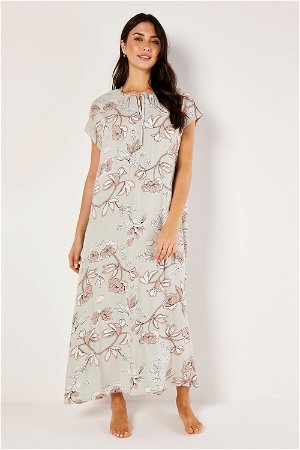 فستان طويل بطبعة الزهور وبربطة عند العنق product image