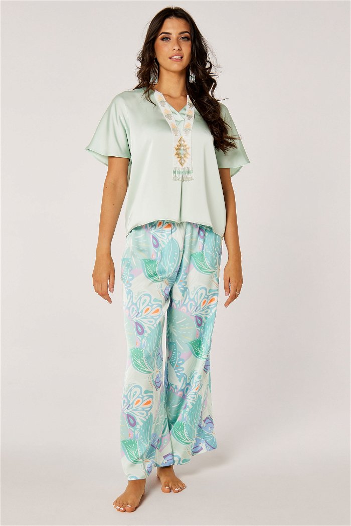 2 Pieces Cute Printed Satin Pajama Set product image 1