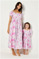فستان طويل للفتيات الصغيرات بقصة واسعة ومطبوع بالزهور product image 2