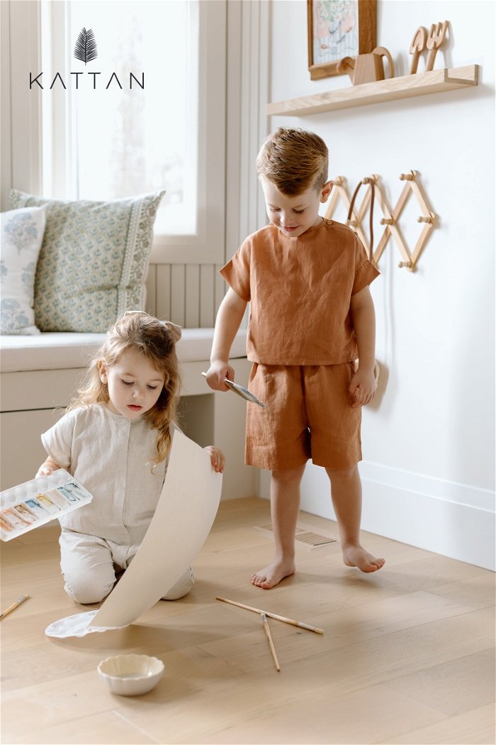 Linen Blend Kids Short and T-Shirt Set product image 2