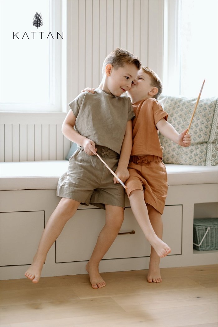 Linen Blend Kids Short and T-Shirt Set product image 4