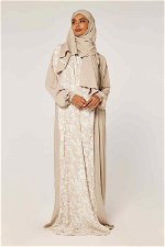 Layered Flower Print Prayer Dress with Matching Veil product image 1