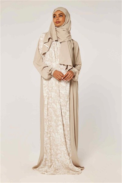 Layered Flower Print Prayer Dress with Matching Veil product image