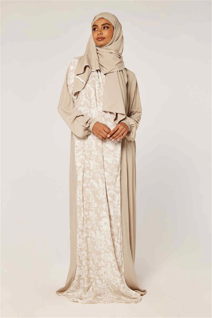Layered Flower Print Prayer Dress with Matching Veil product image 1