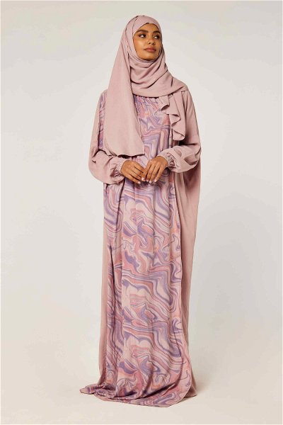 Printed Side Open Prayer Dress with Matching Veil product image