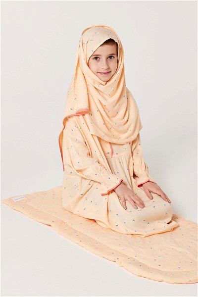 شرشف صلاة بسحاب مع حجاب مطابق و سجادة للفتيات الصغيرات product image