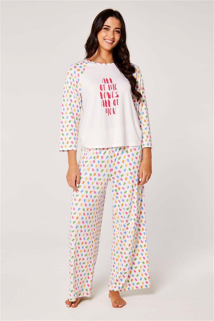 Printed Pajama Set with Slogan product image 1