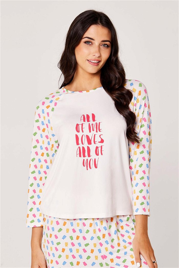 Printed Pajama Set with Slogan product image 2