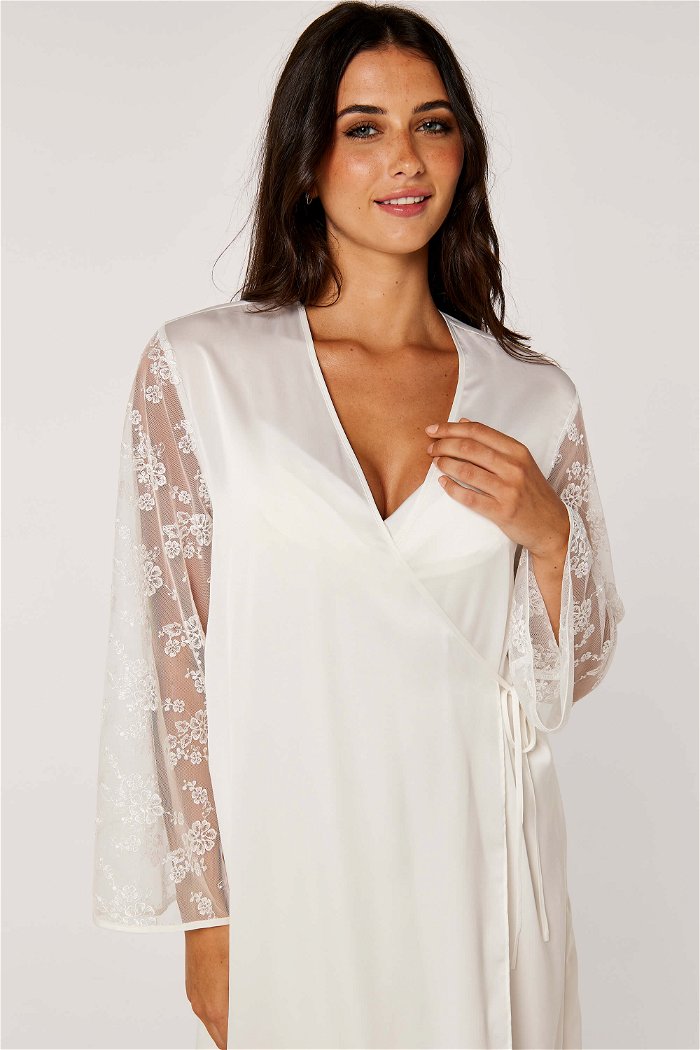 Romantic Lace Sleeve Bridal Robe product image 5