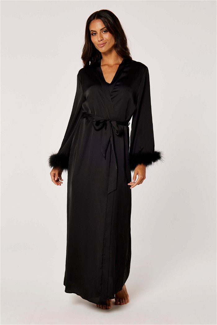 Satin Maxi Robe with Feathers product image 2