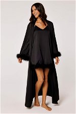 Satin Maxi Robe with Feathers product image 4
