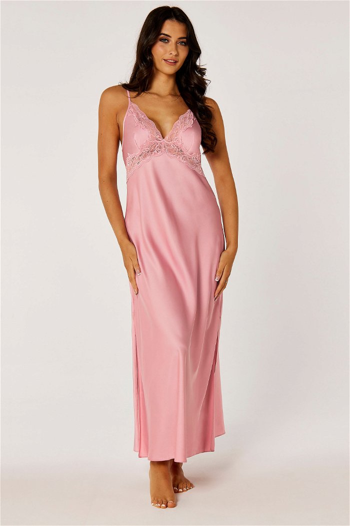 Romantic Lace Embellished Satin Slip Dress product image 2
