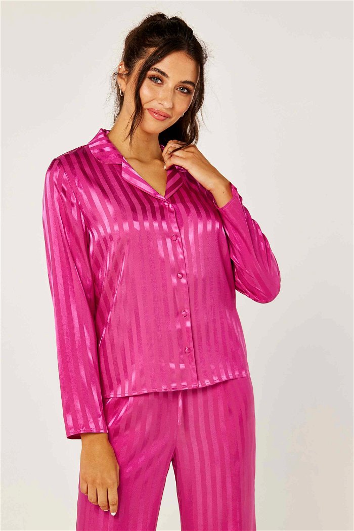 Stripe Buttoned Long Pajama Set product image 4