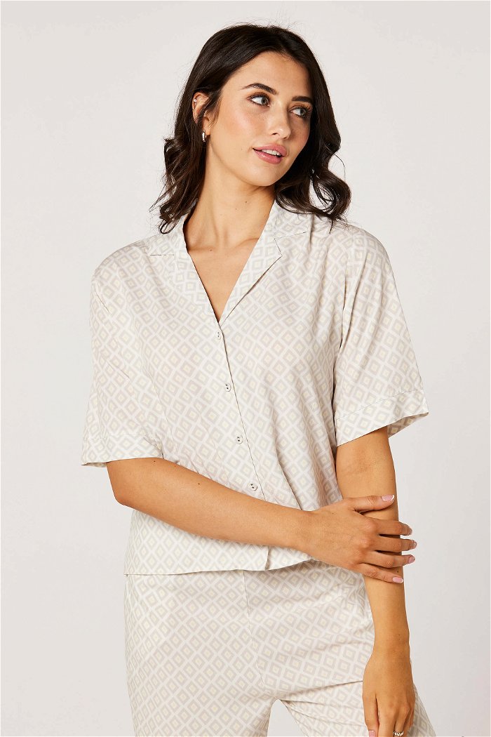 Soft Print Long Sleeve Buttoned Two-Piece Pajama Set product image 4