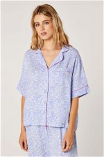 Classic Printed Two-Piece Pajama Set with Lapel Neckline and Short Sleeves product image 3