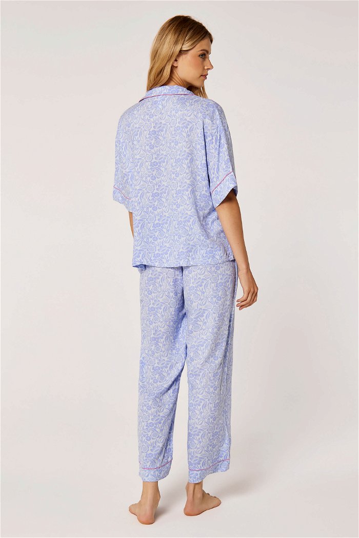 Classic Printed Two-Piece Pajama Set with Lapel Neckline and Short Sleeves product image 6