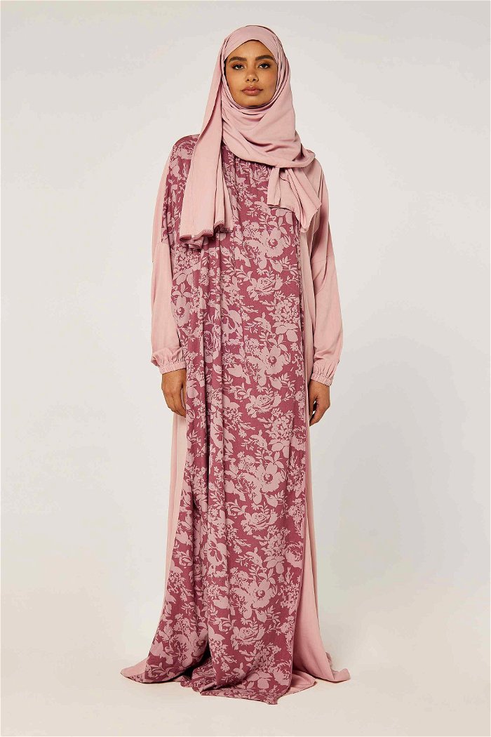 شرشف صلاة متعدد الطبقات بطبعة الأزهار وحجاب مطابق product image 2