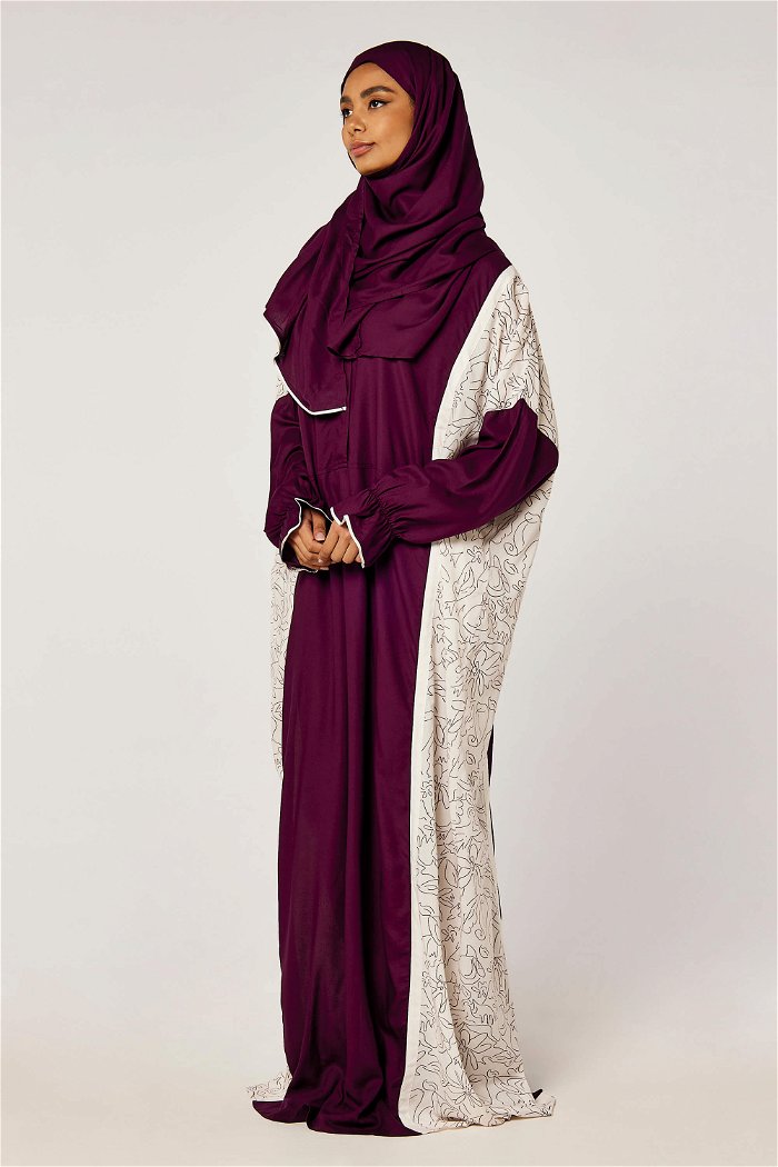 Zippered Flower Print Prayer Dress with Matching Veil product image 3
