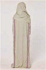 Zippered Style Half Plain Half Printed Prayer Dress with Matching Veil for Girls product image 6
