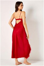 Plunging Neck Satin Dress with Feathers for Valentine's Day product image 4