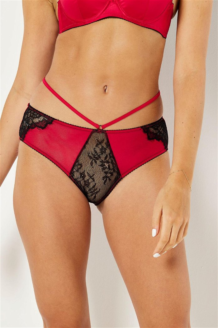 High-Waisted Satin and Lace Embellished Panty product image 2