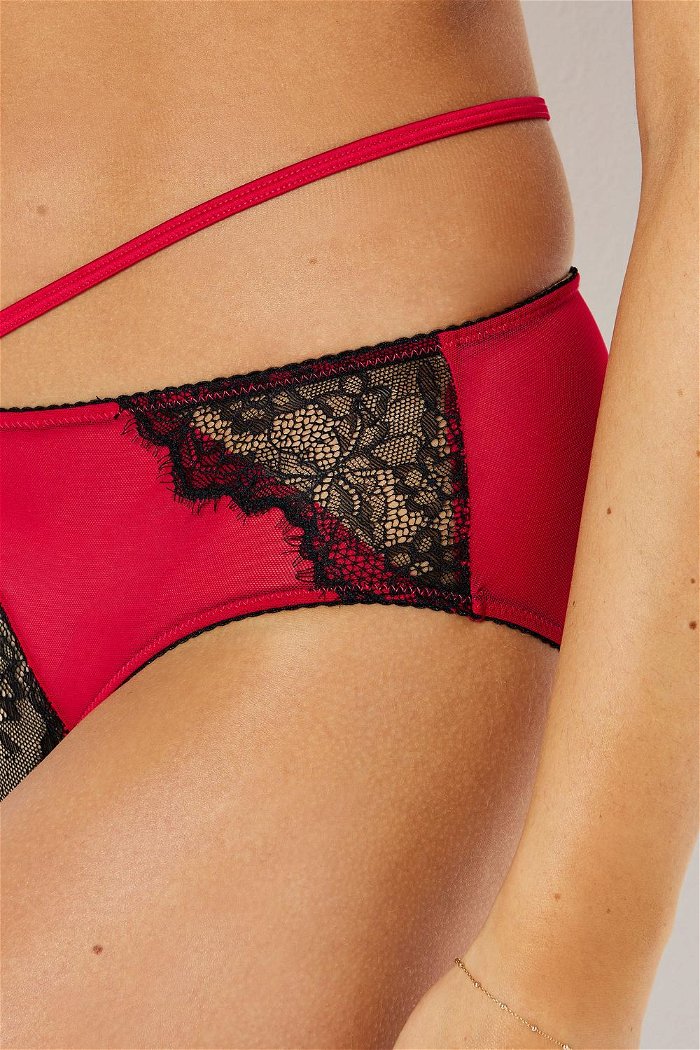High-Waisted Satin and Lace Embellished Panty product image 3