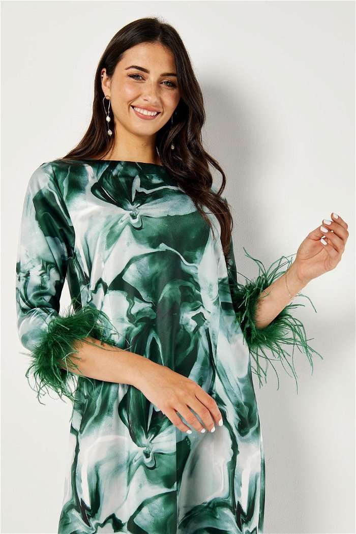 Printed Dress with Feathers product image 2