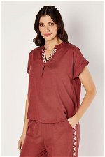 2 Pieces Short Sleeves Embroidered lounging Set with product image 2