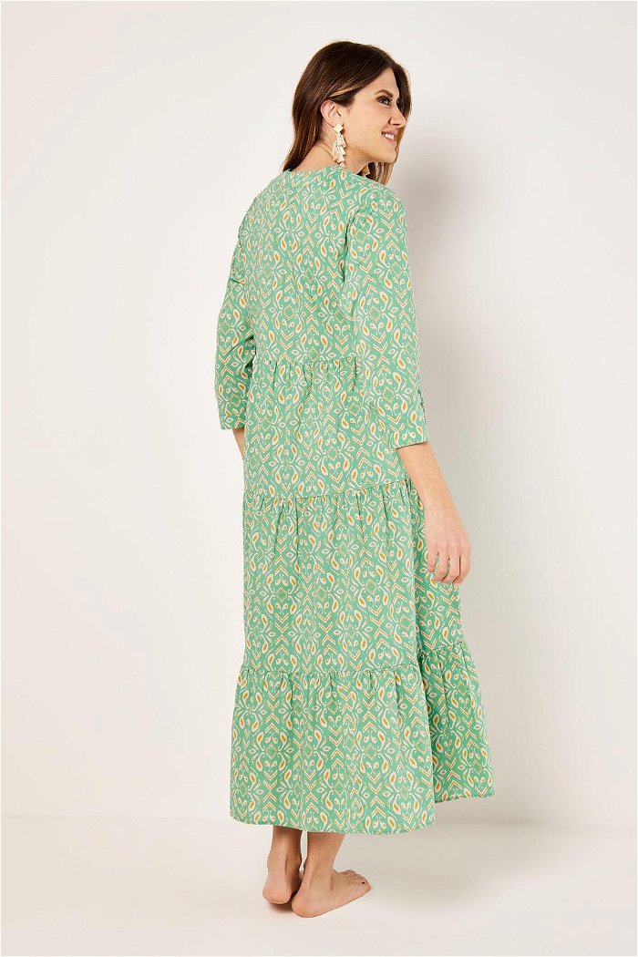 V-Neck and 3/4 Sleeves Printed Maxi Dress product image 4
