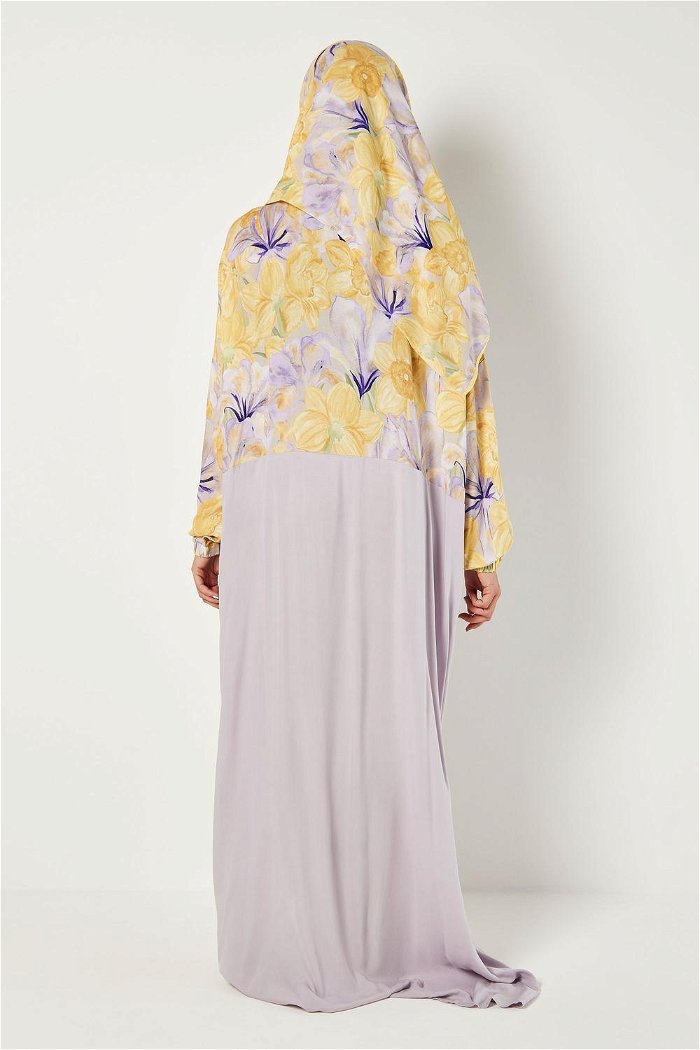 Side Open Prayer Dress with Printed Sleeves and Matching Veil product image 3