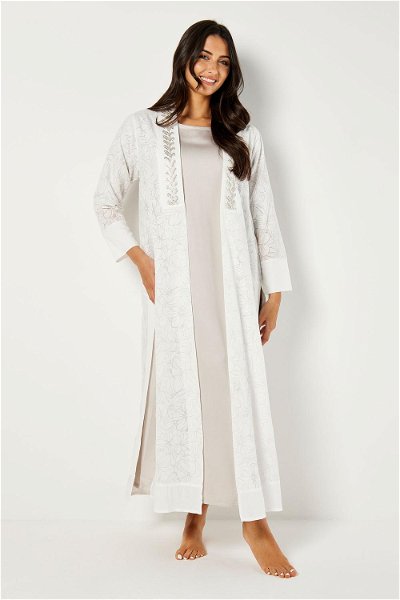 2 Pieces Classy Dress and Kimono Set with Embroidered Details and Side Slits product image