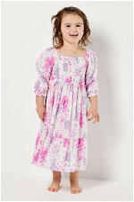 فستان طويل للفتيات الصغيرات بقصة واسعة ومطبوع بالزهور product image 1