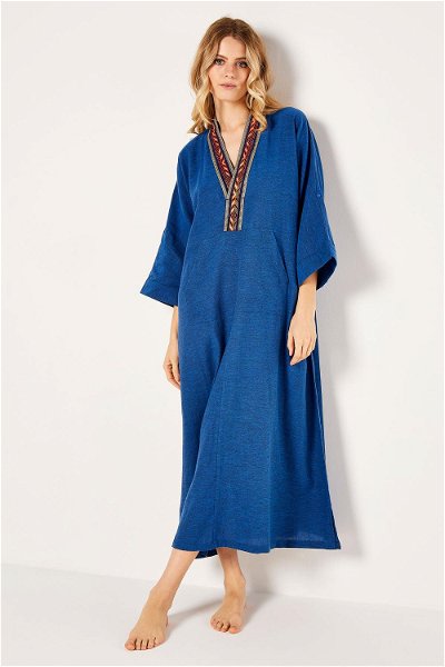 Wide Cut Embroidered Kaftan with Pockets product image