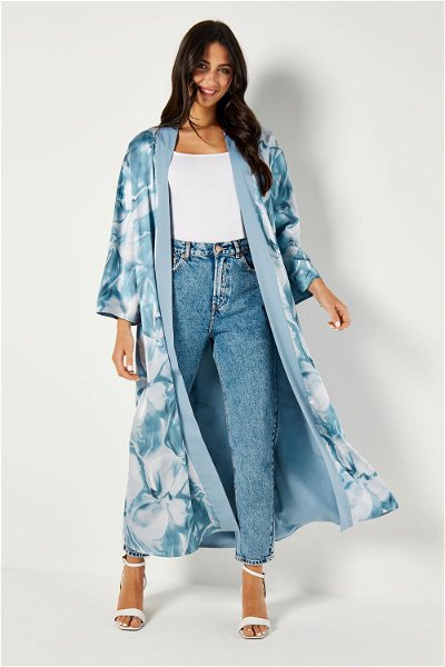 Reversible Floral Print Wide Fit Long Kimono product image