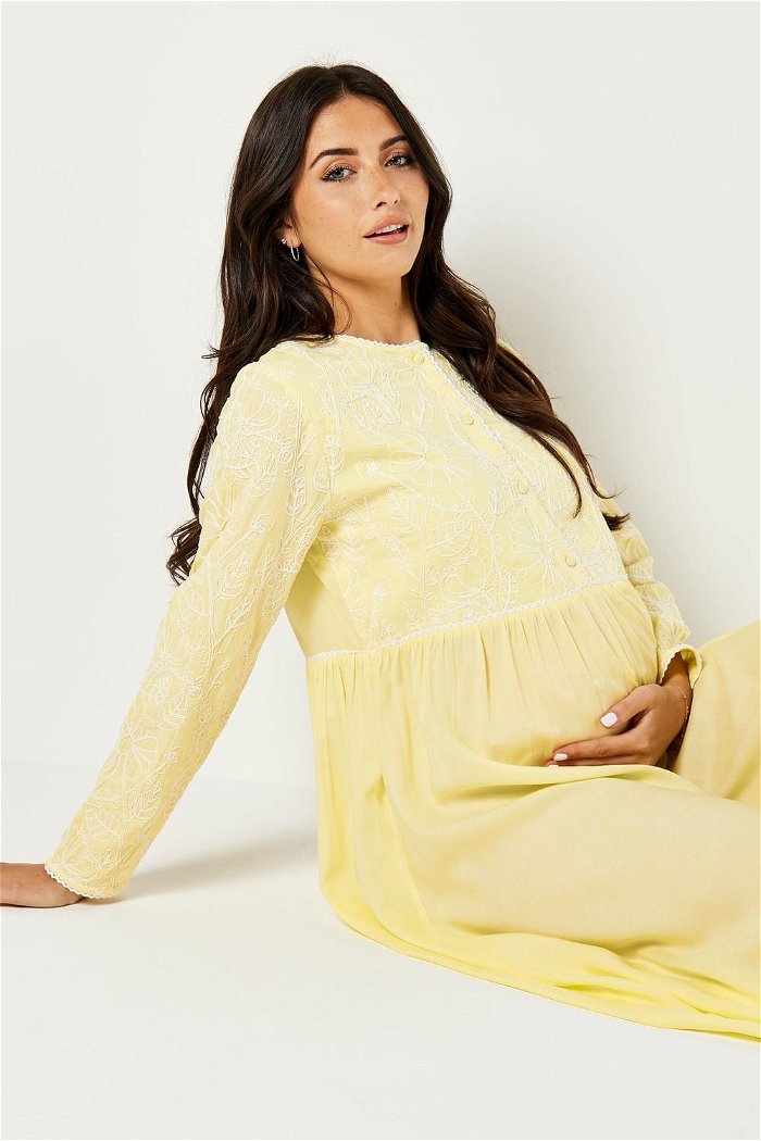 Embroidered Maternity Maxi Dress product image 1