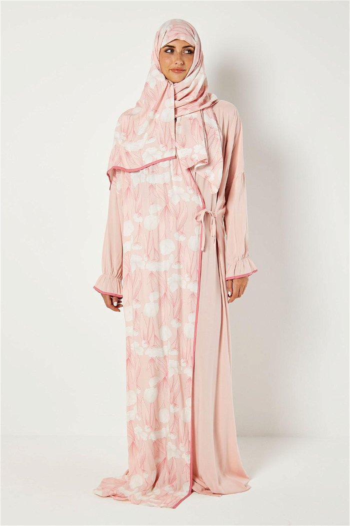 Side Open Prayer Dress with Printed Side and Veil product image 1