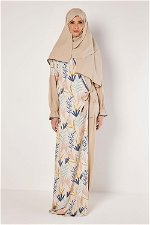 Wide Cut Side Print Prayer Dress with Long Elastic Sleeves product image 1