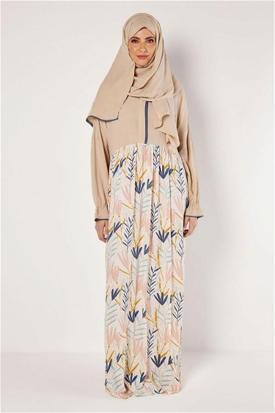 Zipper Prayer Dress with Printed Skirt and Elastic Sleeves product image